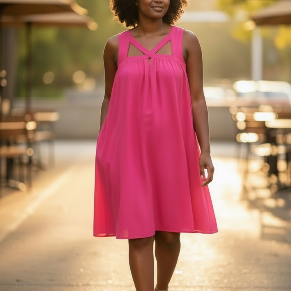Love Riche Pink Sleeveless A-Line Summer Dress